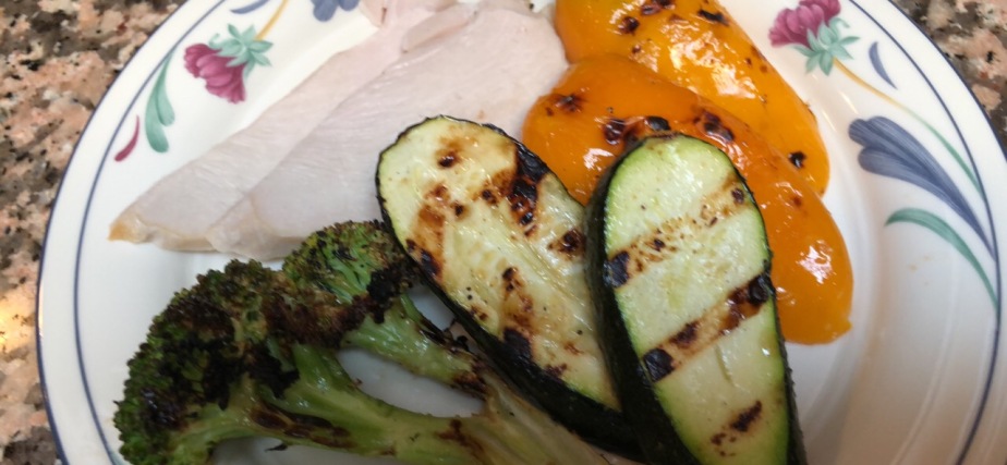 Lunch Today – Grilled Vegetables and Turkey Slices