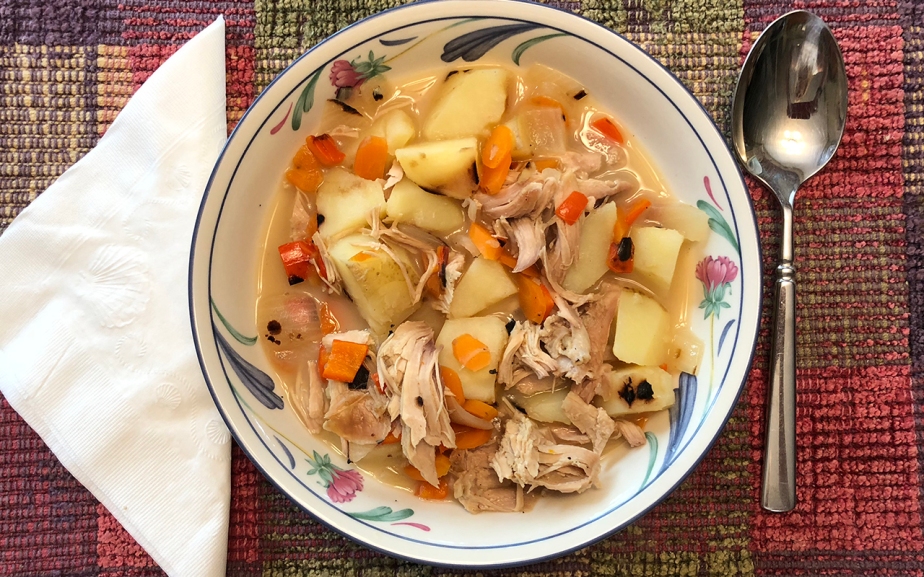 Lunch Today – Grilled Veggie Soup with Turkey
